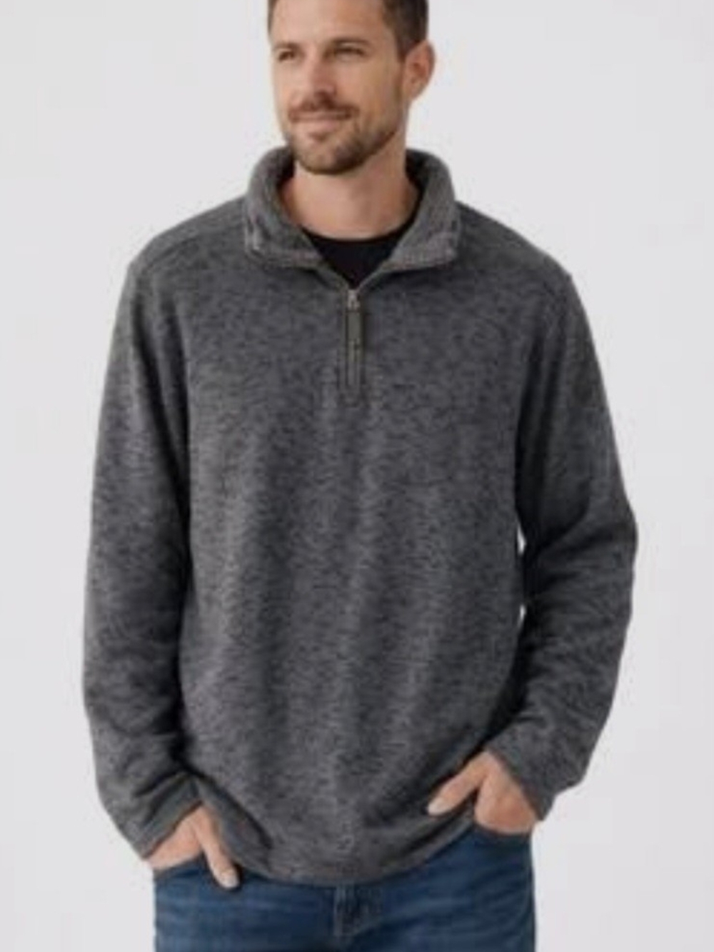 Tac Vasen Men's Gray Quarter-Zip Pullover Sweater